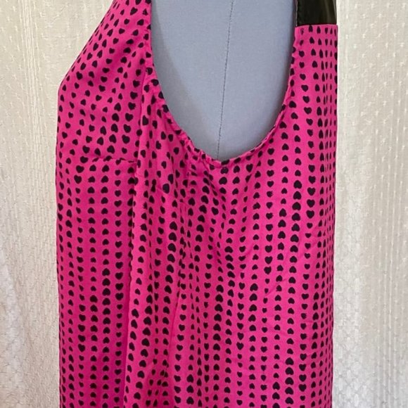 Pink & Black Sheer Torrid Top w/Faux Leather Trim - Picture 9 of 12
